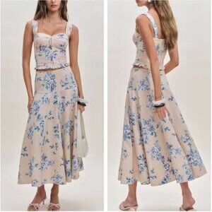 Reformation Blue Floral Midi Dress